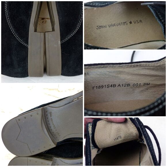 John Varvatos Star USA Suede Oxford Dress Shoes Mens 8M Black Lace Up Preppy - Picture 9 of 12